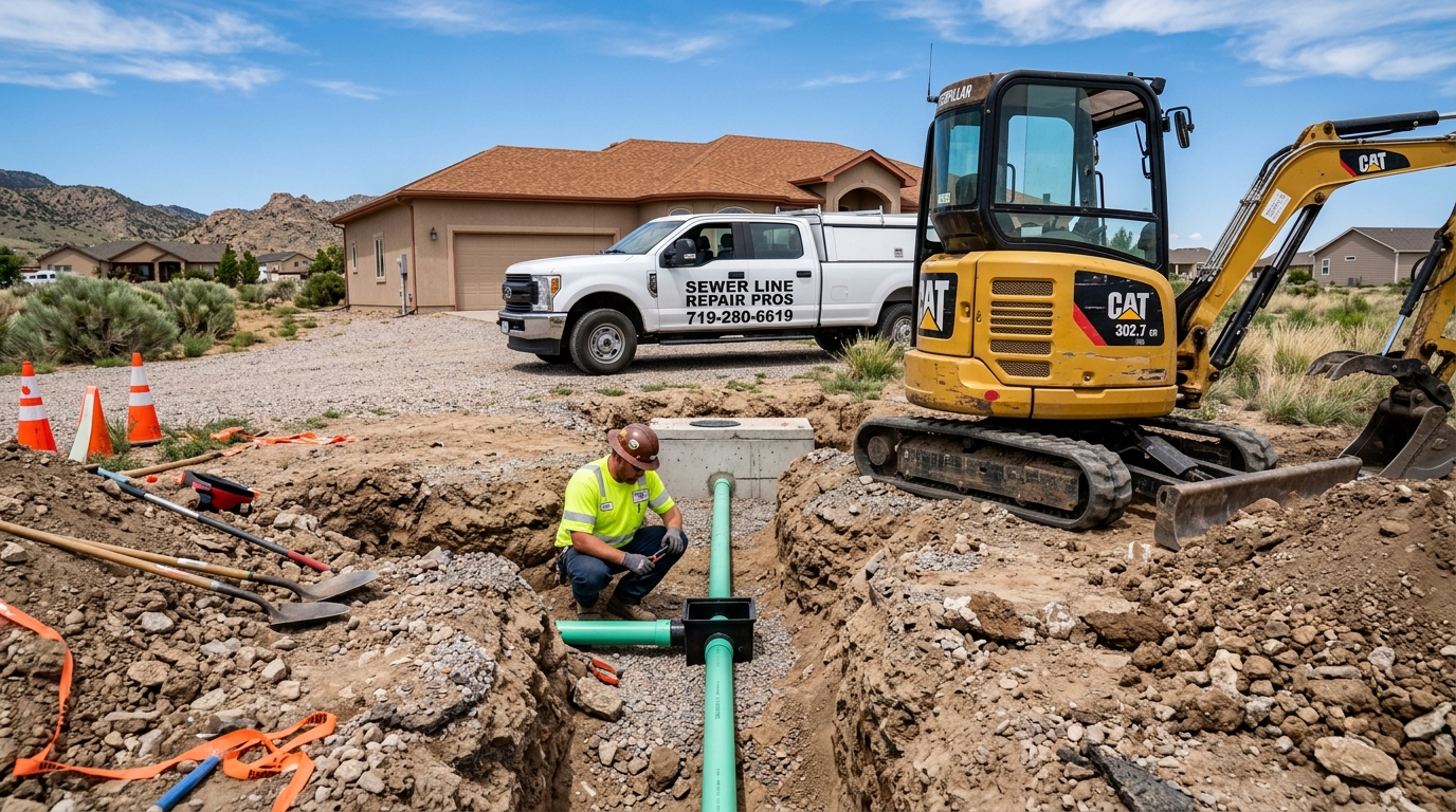 Septic lateral line excavation and replacement in Pueblo West