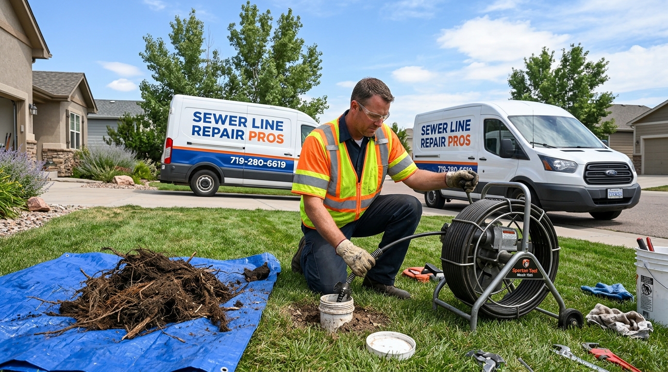 Commercial mechanical rooter snaking and tree root removal in Pueblo West