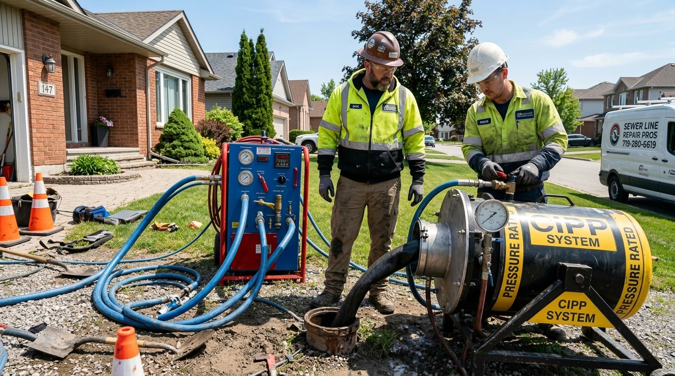 Trenchless CIPP Sewer Pipe Lining Installation